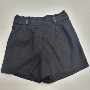 Express Size S Midi Extreme High Rise Linen Shorts Black Minimalist Casual